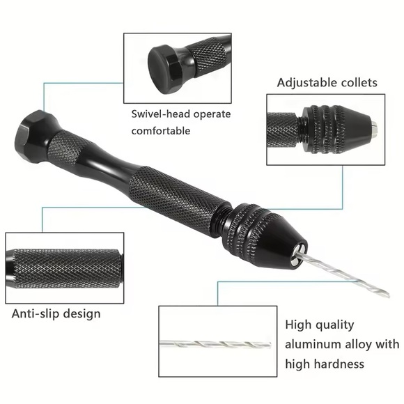 Mini Tool Set with Black Hand Twist Drill 10Pcs Twists Drill for Woodworking - Picture 3 of 6